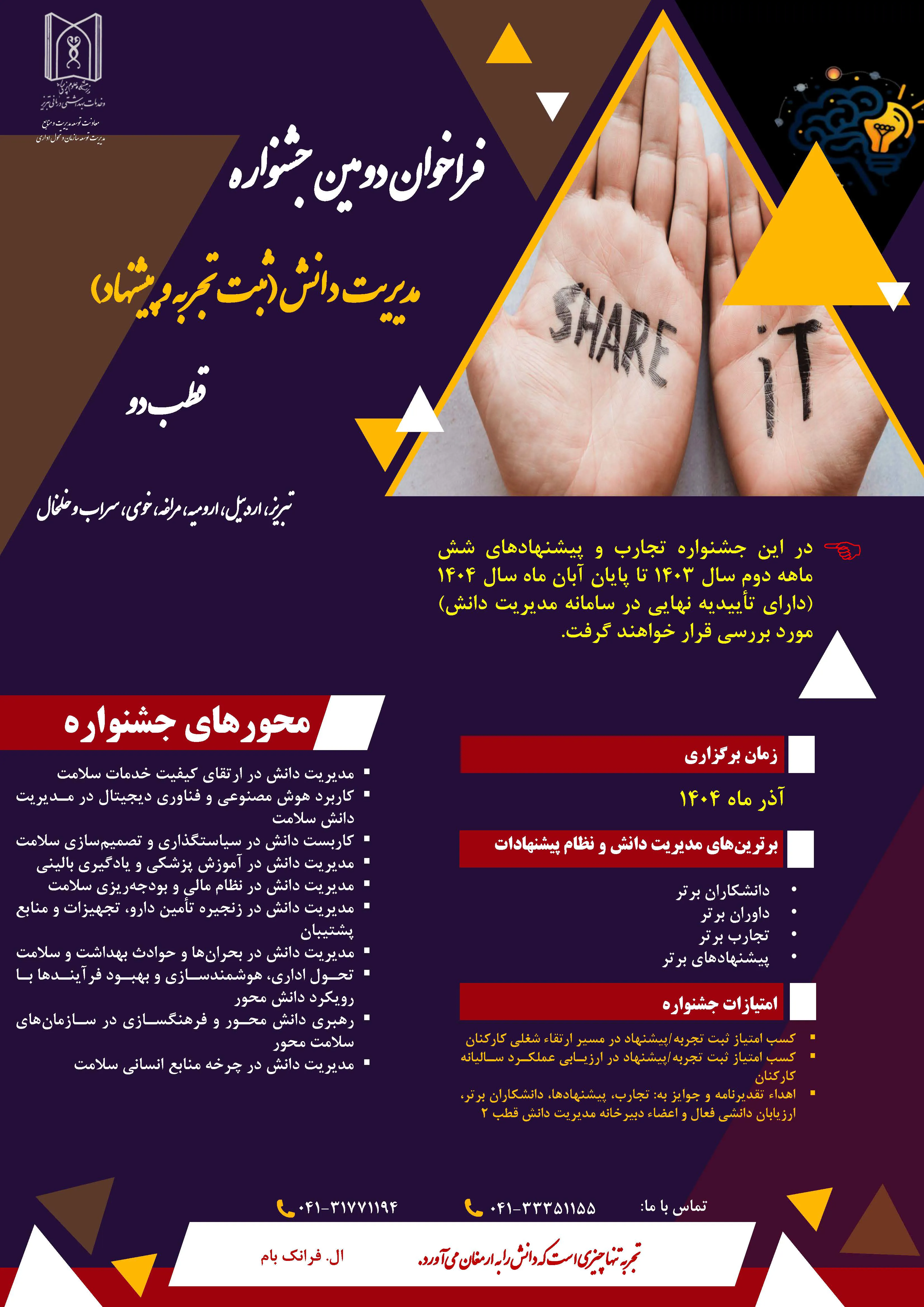 فراخوان برگزاری جشنواره مدیریت دانش در قطب 2 (آذرماه 1404) 